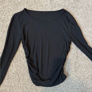 Alo Yoga Black Ribbed Long Sleeve Top